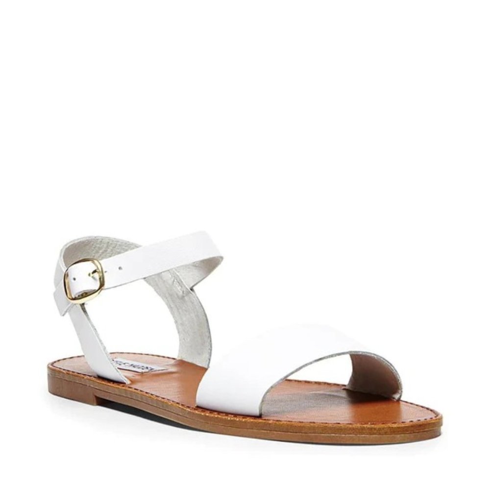 Steve Madden White Leather Donddi Sandals - US 7